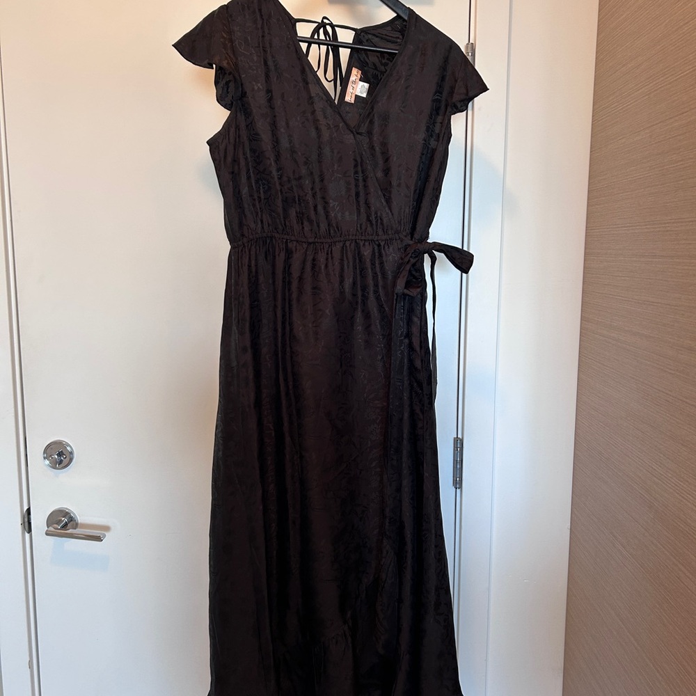 Elegant Black Faux Wrap Dress